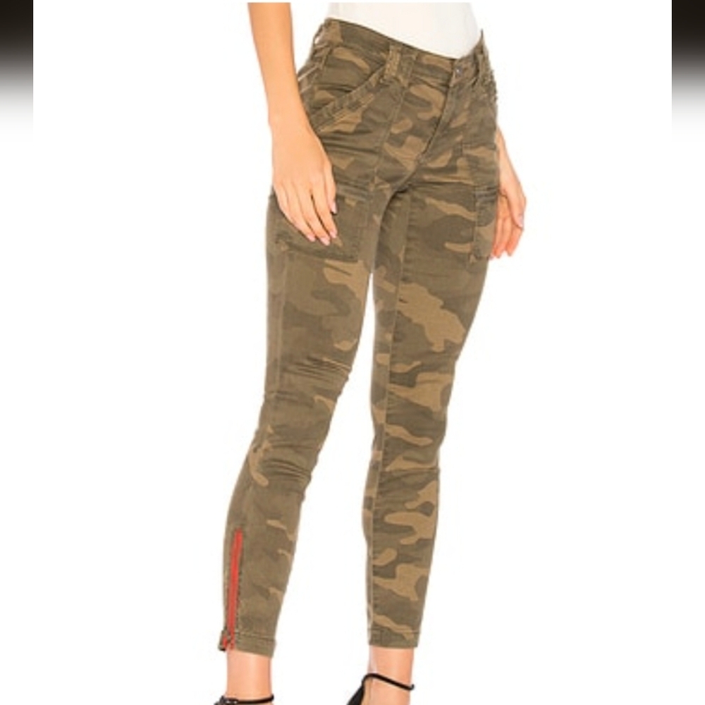 🛒 JOIE park Skinny Camo Pants 23 Zip Leg Camoflauge Cargos In Fatigue Green 2XS